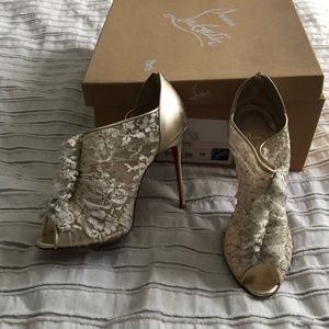 Christian Louboutin Lace peep toe bootie